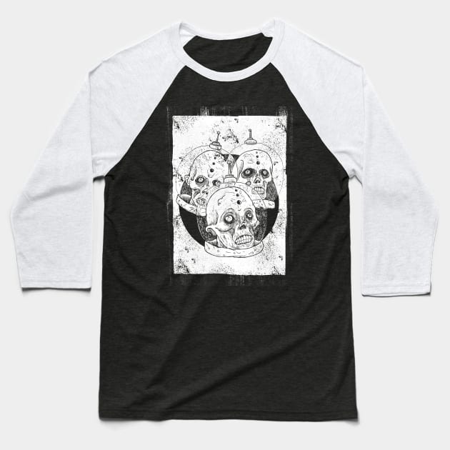 Astro Zombies (White print) Baseball T-Shirt by Bloody Savage